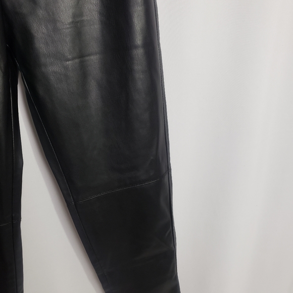Zara, Black, Faux Leather Pants, Zipper on ankles, Unhemmed - Picture 8 of 9